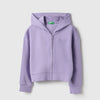 Girls Cropped Fit Hooded Neck Solid Interlock Sweatshirt