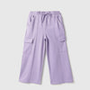 Girls Solid Regular Fit Interlock Cargo Trackpants