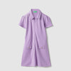 Girls Regular Fit Polo Neck Solid Gold Button Interlock Dress