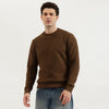 Men Regular Fit Crew Neck Geometric Classic Polar Lining Sweatshirt