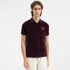 Men Relaxed Fit Polo Neck Solid Badge Velour T-Shirt