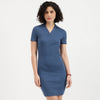 Women Johny Collar Solid T-Shirt Rib Dress