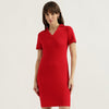 Women V-Neck Textured Bodycon Rib Dress