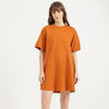 Women Round Neck Solid A-Line Dress