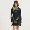 Women Round Neck Diffused Floral Mesh Dress