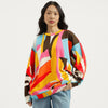 Women Round Neck Abstract Sweatshirt