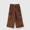 Girls Solid Regular Fit Velour Cargo Trackpants