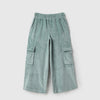 Girls Solid Regular Fit Velour Cargo Trackpants