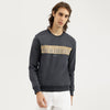 Men Regular Fit Crew Neck Colorblock Textured Velour Sweatshirt