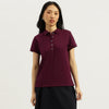 Women Polo Neck Solid T-Shirt