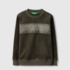 Boys Regular Fit Round Neck Colorblock Textured Velour Sweatshirt