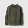 Boys Regular Fit Round Neck Applique Waffle Polar Fleece Sweatshirt