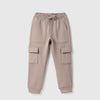 Boys Textured Regular Fit Fleece Lining Cargo Trackpants