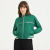 Women Mock Neck Solid Ponte Zip Up Jacket
