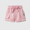 Girls Solid Regular Fit Paperbag Waist Shorts