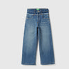 Girls Solid Straight Fit Contrast Waistband Denim Jeans