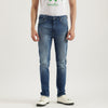 Men Solid Low Crotch Fit Mid Blue Knit Jeans