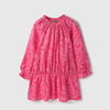 Girls Regular Fit Round Neck Floral Print Smock Dress