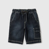 Boys Solid Regular Fit Cargo Denim Shorts