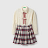 Girls Regular Fit Shirt Collar Checkered Dress