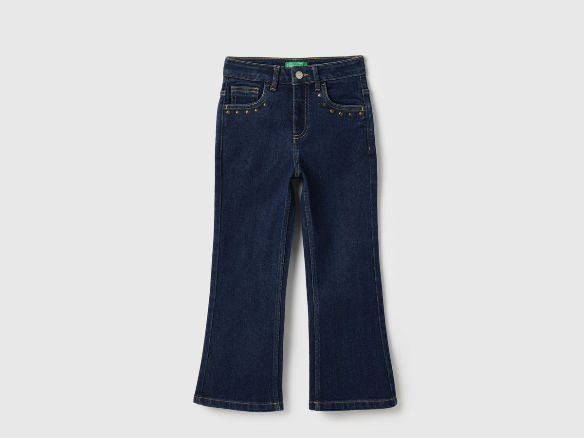 Girls Solid Bootcut Fit Star Studs Jeans
