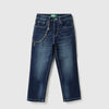 Girls Solid Straight Fit Chain Details With Denim Jeans