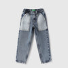 Boys Solid Slouchy Fit Reverse Self Patch Pocket Denim Jeans