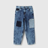 Boys Colorblock Slouchy Fit Mid Wash Denim Jeans