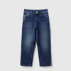 Boys Solid Wide Leg Fit Dark Wash Denim Jeans
