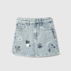 Girls Poodle Printed Regular Fit Ice Wash Denim Skirt