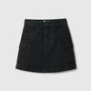 Girls Solid Regular Fit Cargo Pocket Mini Skirt