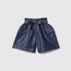 Girls Solid Regular Fit Utility Belt Denim Shorts