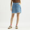 Women Solid Denim Short Utility Skirt