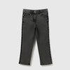 Girls Solid Straight Fit Denim Heart Tape At Side Jeans