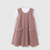 Girls Regular Fit Round Neck Houndstooth Pinafore Dress with Tee