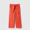 Girls Textured Regular Fit Lace Details Trousers