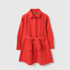 Girls Regular Fit Spread Collar Lace Shirt Dress