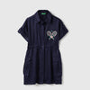 Girls Regular Fit Spread Collar Tennis Embroidery Utility Dress