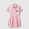Girls Regular Fit Spread Collar Tennis Embroidery Utility Dress