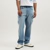 Men Solid Comfort Fit Ice Wash Cargo Jeans