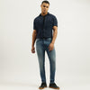 Men Solid Low Crotch Fit Light Cross Hatch Jeans
