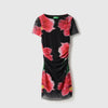 Girls Round Neck Floral Print Large Mesh Bodycon Dress