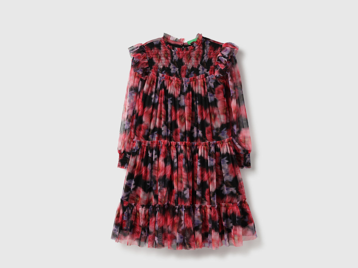 Girls Regular Fit Round Neck Floral Print Dress