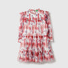Girls Regular Fit Ruffle Collar Floral Print Dress