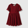 Girls Regular Fit Round Neck Solid Perma Pleat Dress