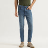 Men Solid Low Crotch Fit Mid Wash Jeans