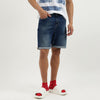 Men Solid Comfort Fit Dark Wash Tinted Shorts