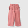 Girls Solid Regular Fit Bow Twill Trousers