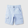 Boys Solid Regular Fit Triple Needle Piping Detail Cargo Shorts