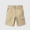Boys Solid Regular Fit Layered Pocket Cargo Shorts